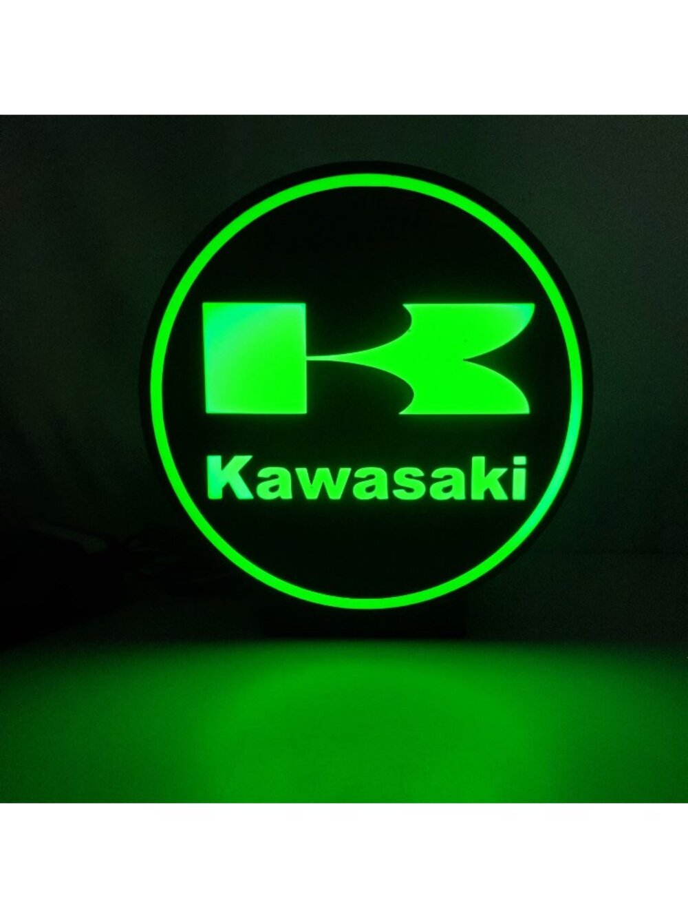 Kawasaki LED Light Box Sign - 9" Round USB Powered Lighted Decor with Dimmer - M